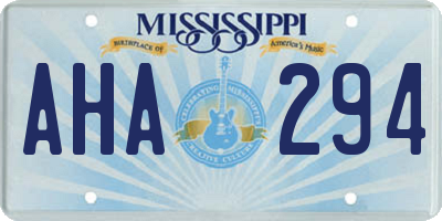 MS license plate AHA294