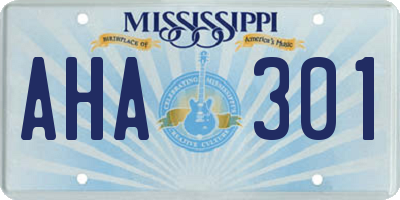 MS license plate AHA301