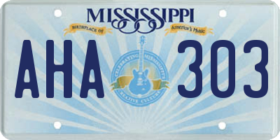 MS license plate AHA303