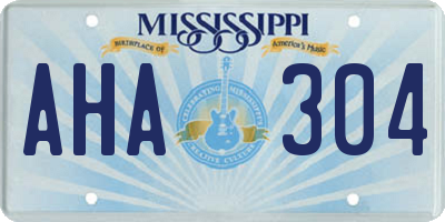 MS license plate AHA304