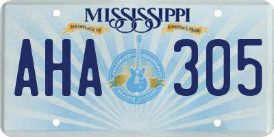 MS license plate AHA305