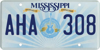 MS license plate AHA308