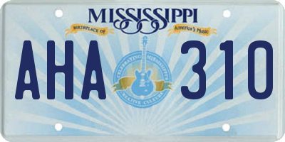 MS license plate AHA310