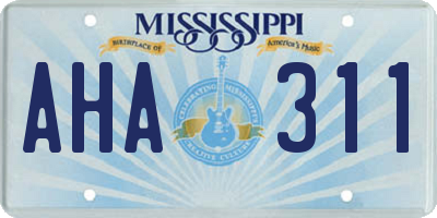MS license plate AHA311