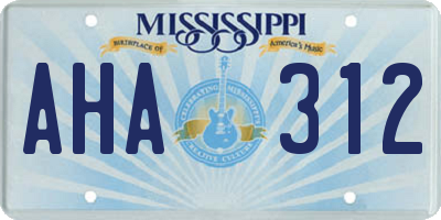 MS license plate AHA312