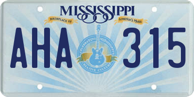 MS license plate AHA315