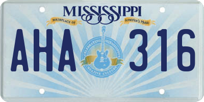 MS license plate AHA316