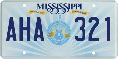 MS license plate AHA321