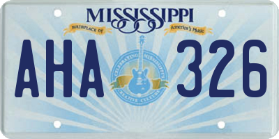 MS license plate AHA326