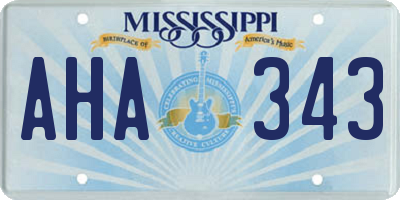 MS license plate AHA343