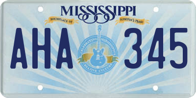MS license plate AHA345