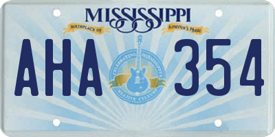 MS license plate AHA354