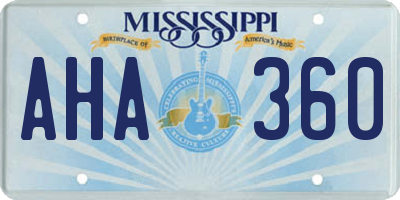 MS license plate AHA360
