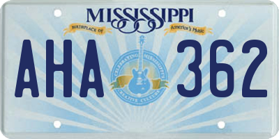 MS license plate AHA362