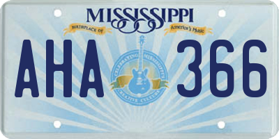 MS license plate AHA366
