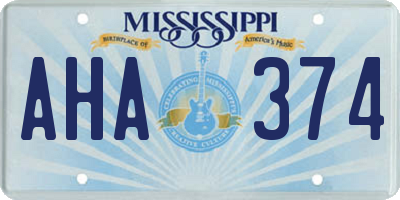 MS license plate AHA374