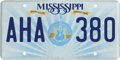 MS license plate AHA380