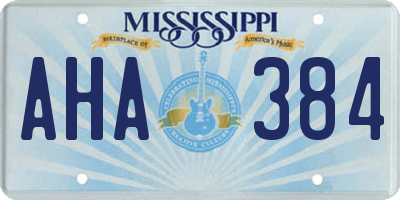 MS license plate AHA384