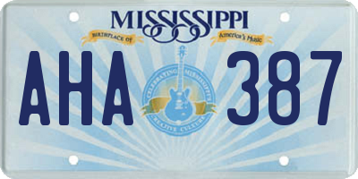 MS license plate AHA387