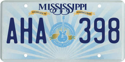 MS license plate AHA398