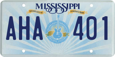 MS license plate AHA401