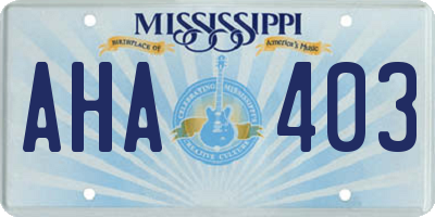 MS license plate AHA403