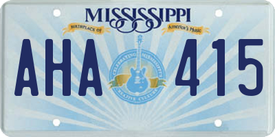 MS license plate AHA415