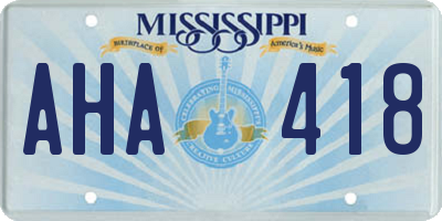 MS license plate AHA418