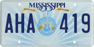 MS license plate AHA419