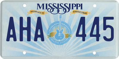 MS license plate AHA445