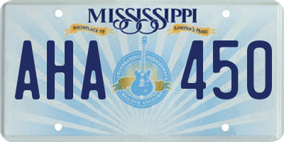 MS license plate AHA450