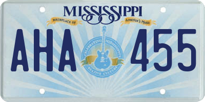 MS license plate AHA455