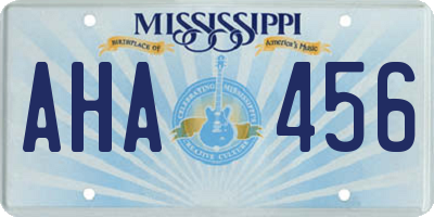 MS license plate AHA456