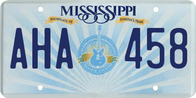 MS license plate AHA458