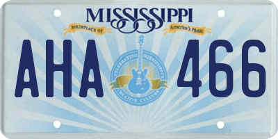 MS license plate AHA466