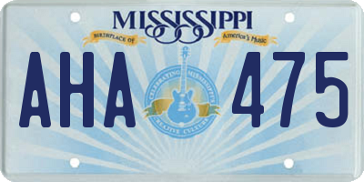 MS license plate AHA475