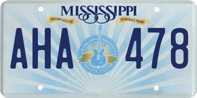 MS license plate AHA478