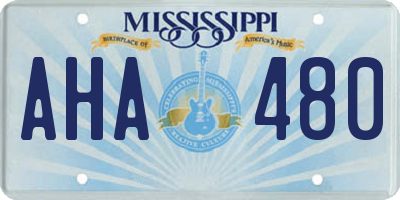 MS license plate AHA480