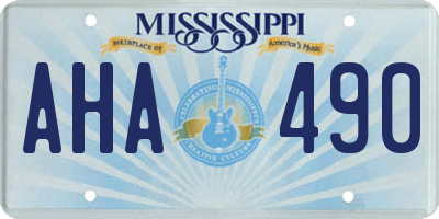 MS license plate AHA490