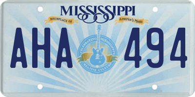 MS license plate AHA494