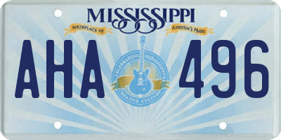 MS license plate AHA496