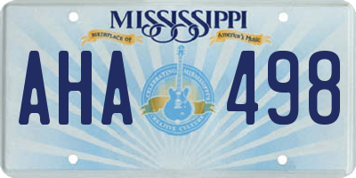 MS license plate AHA498