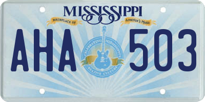 MS license plate AHA503