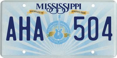 MS license plate AHA504