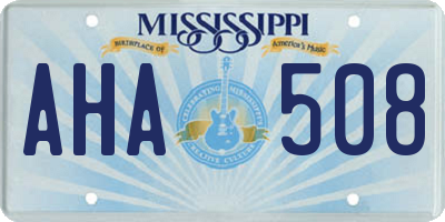 MS license plate AHA508
