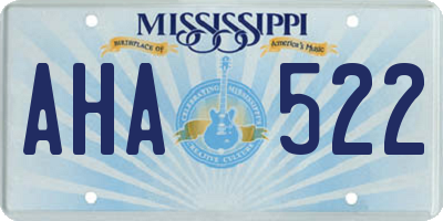 MS license plate AHA522