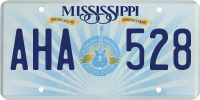MS license plate AHA528