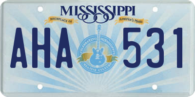 MS license plate AHA531