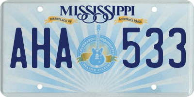 MS license plate AHA533