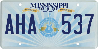MS license plate AHA537